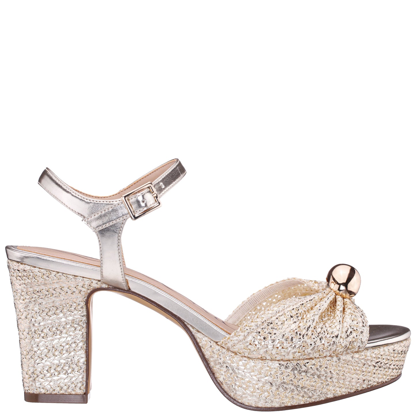 Nina Shoes Fancey Gold Sandal Mid-Heel Platform