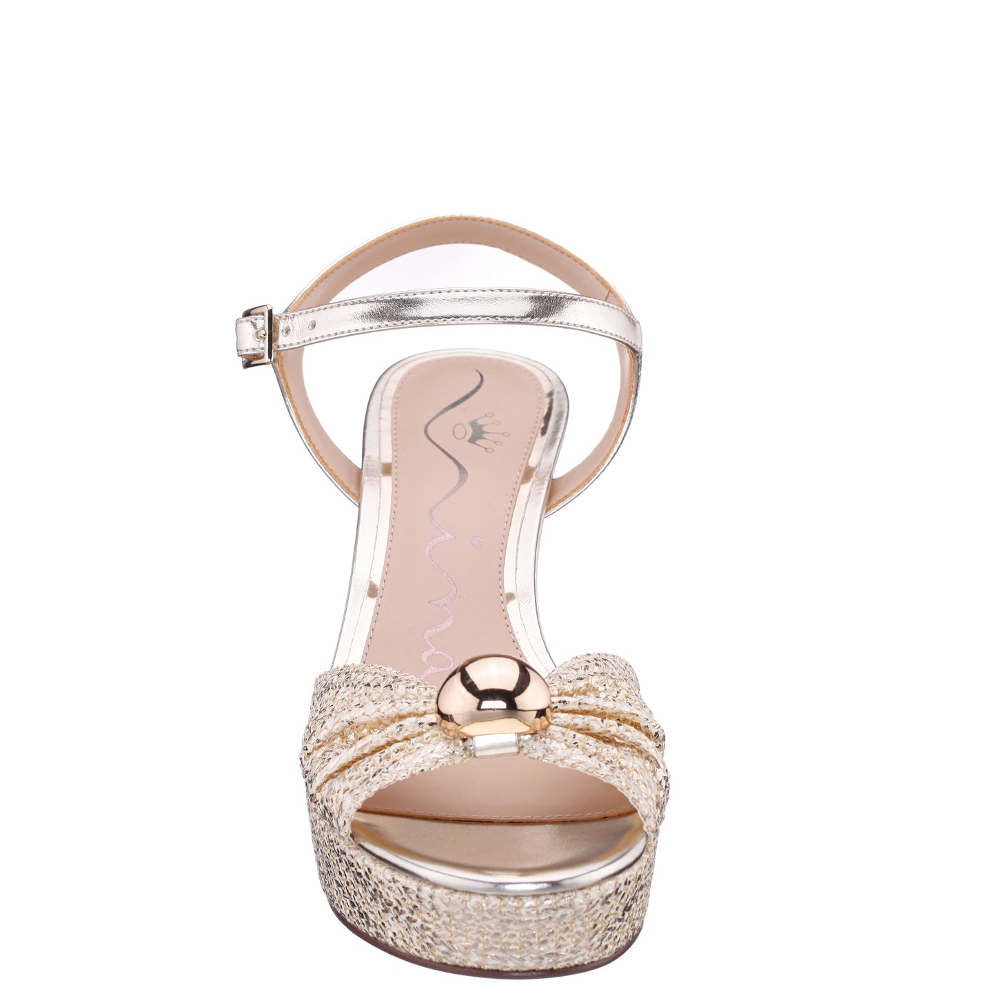 Nina Shoes Fancey Gold Sandal Mid-Heel Platform