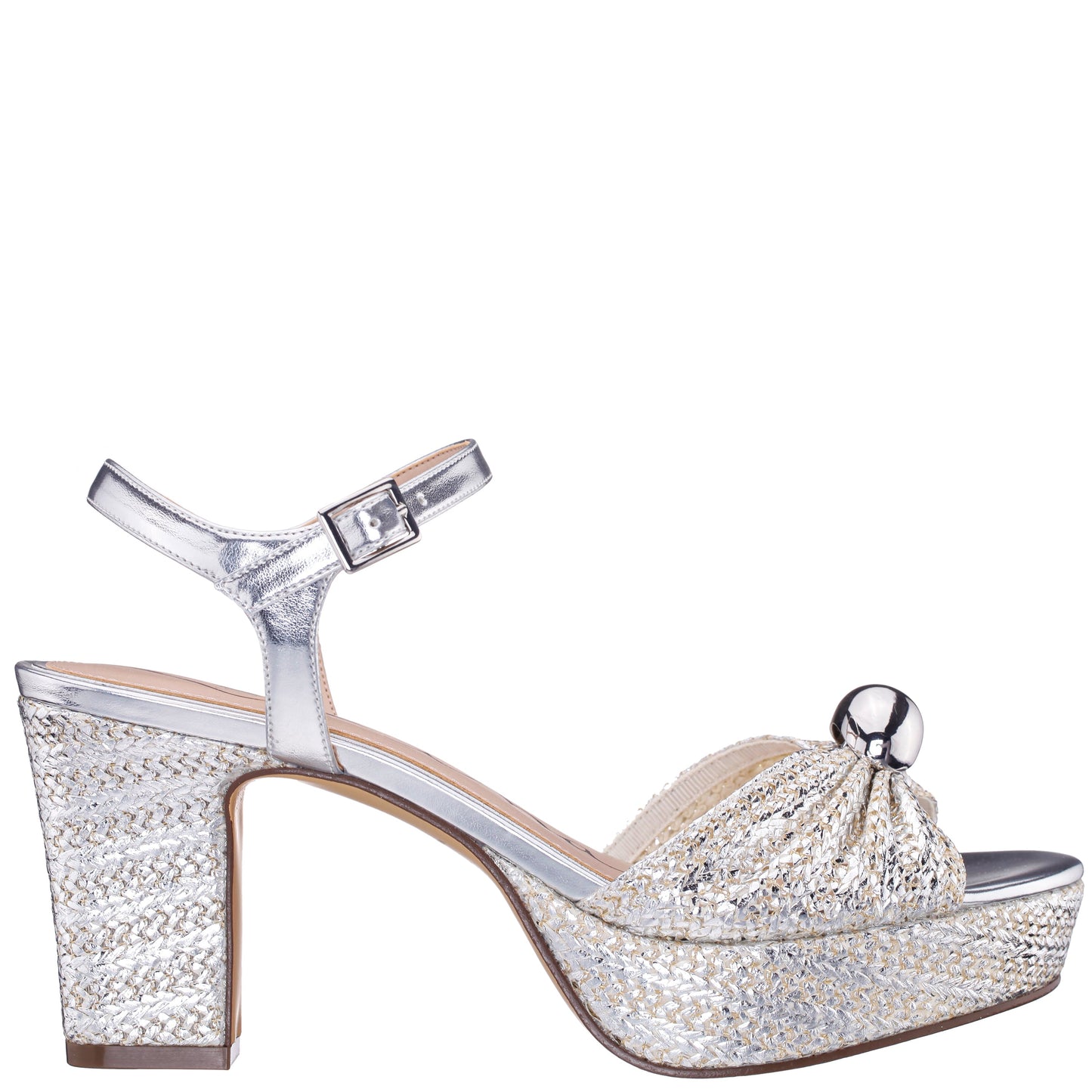 Nina Shoes Fancey Silver Sandal Mid-Heel Platform