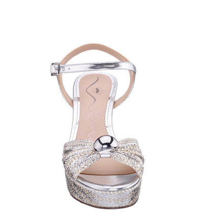 Nina Shoes Fancey Silver Sandal Mid-Heel Platform