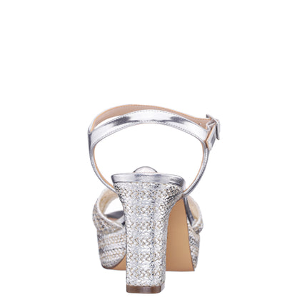 Nina Shoes Fancey Silver Sandal Mid-Heel Platform