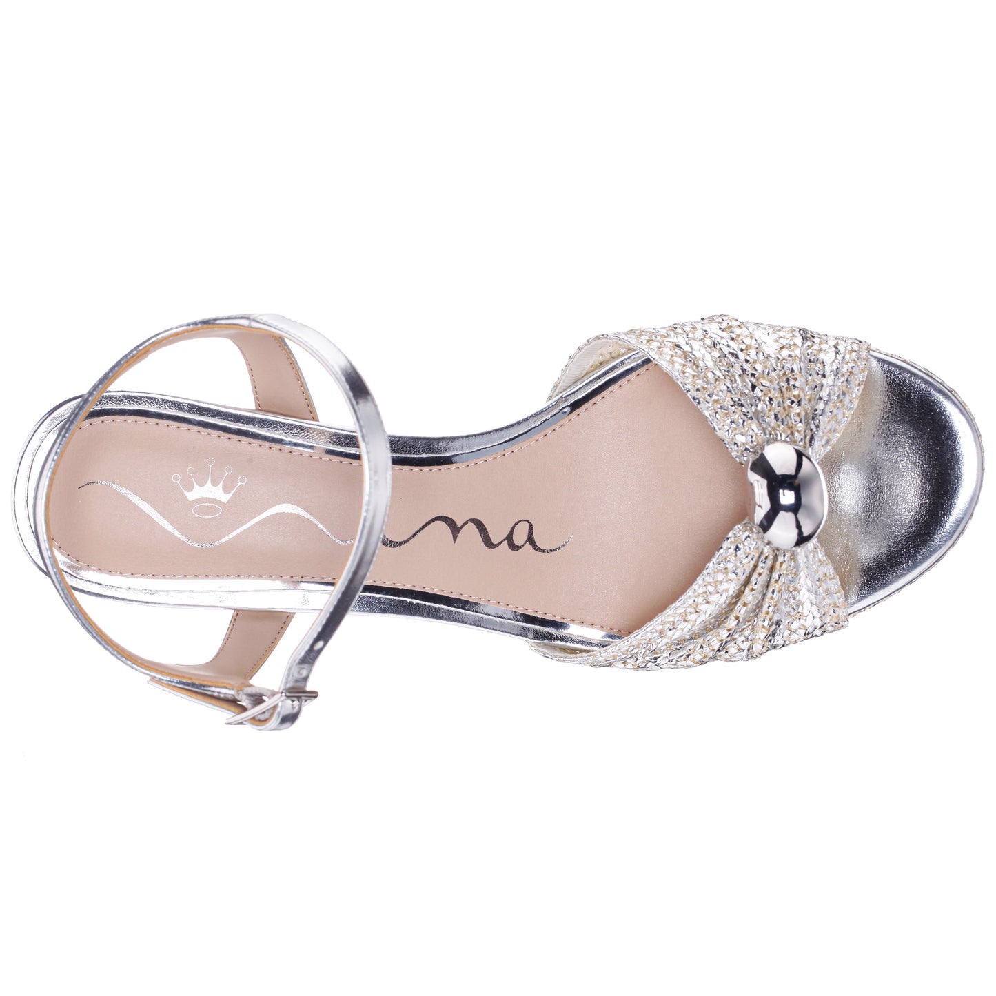Nina Shoes Fancey Silver Sandal Mid-Heel Platform