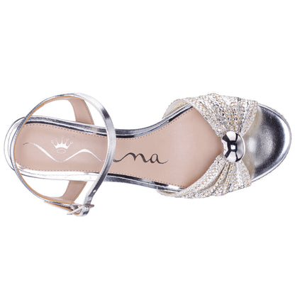 Nina Shoes Fancey Silver Sandal Mid-Heel Platform