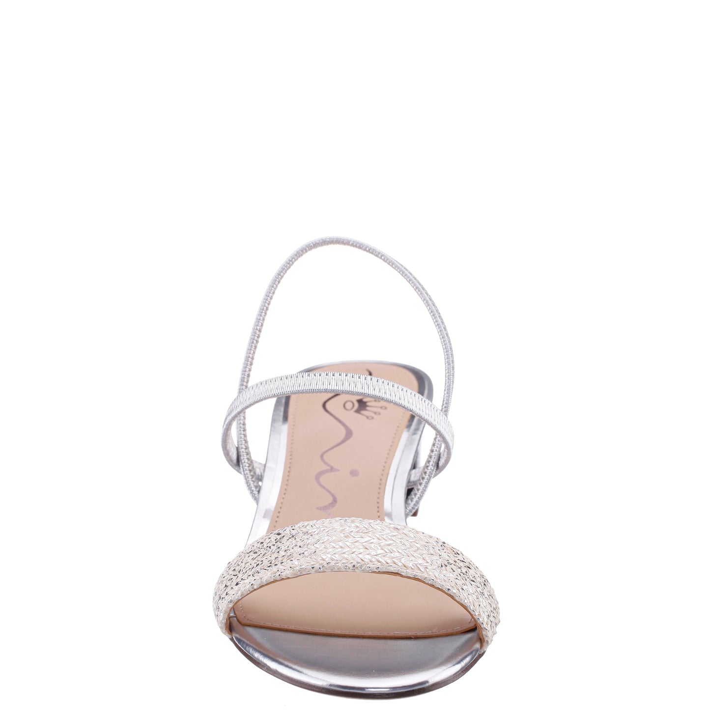 Nina Shoes Gessica Silver Metallic Straw Block Heel Sandal