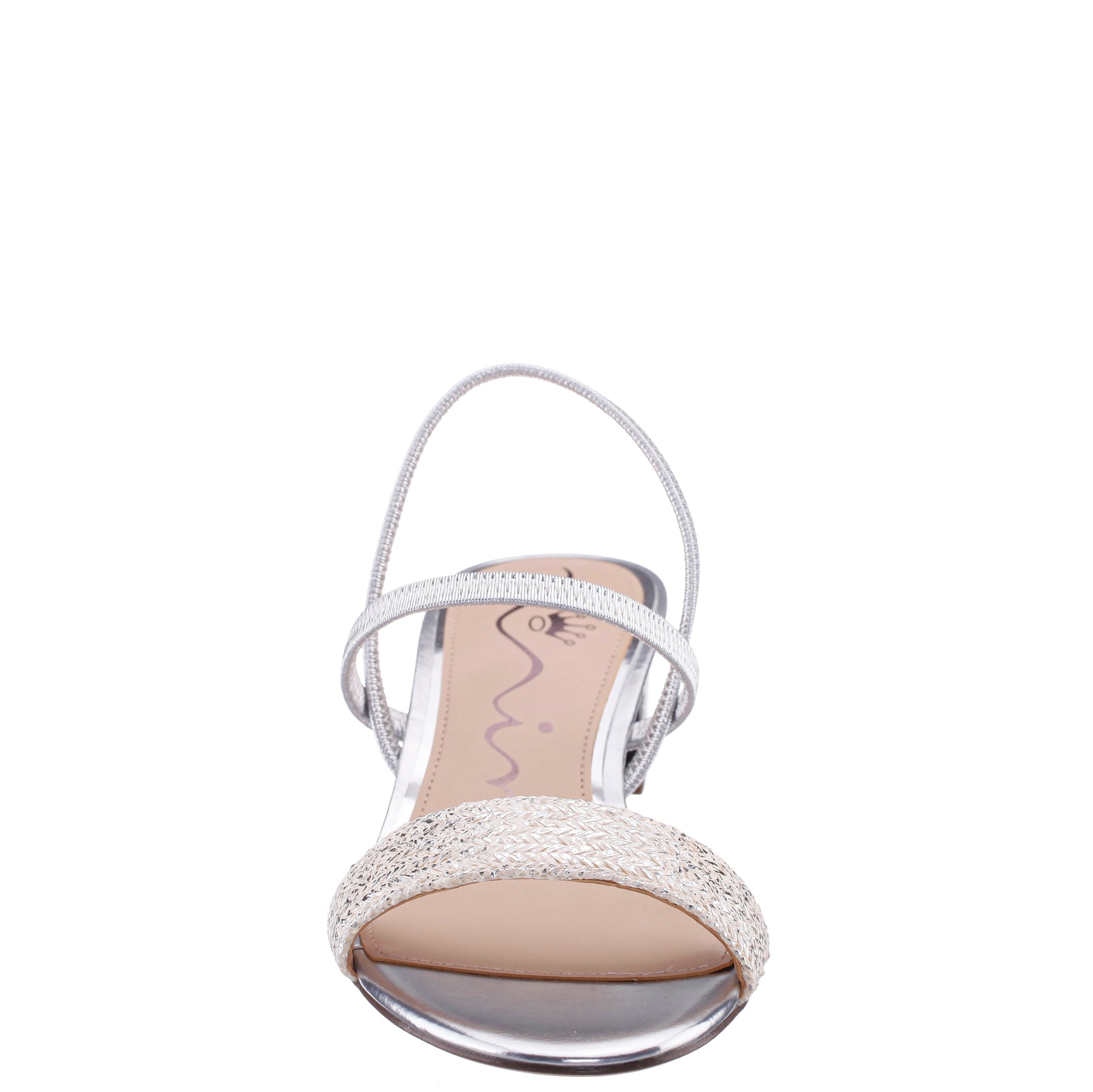 Nina Shoes Gessica Silver Metallic Straw Block Heel Sandal