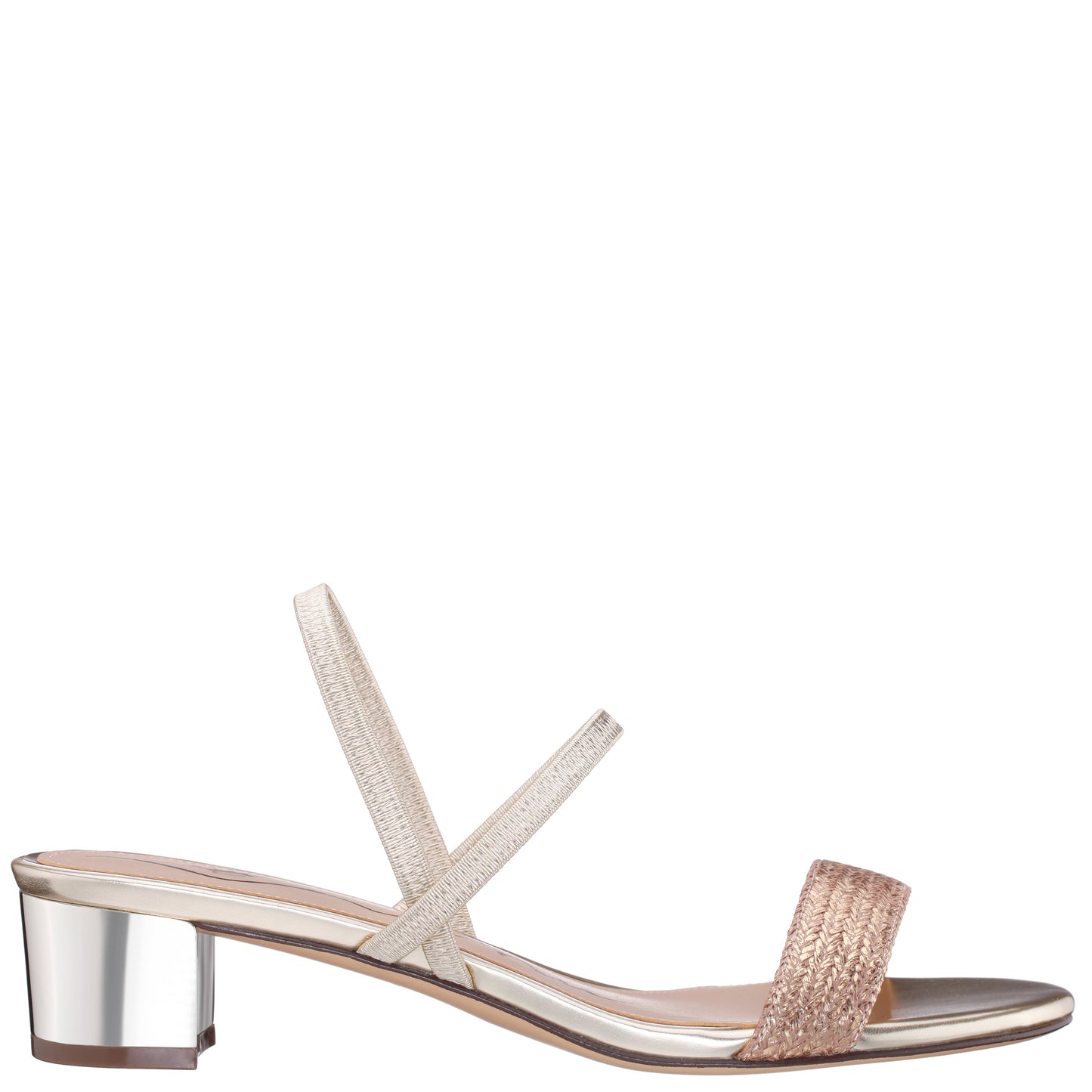 Nina Shoes Gessica Gold Metallic Straw Block Heel Sandal