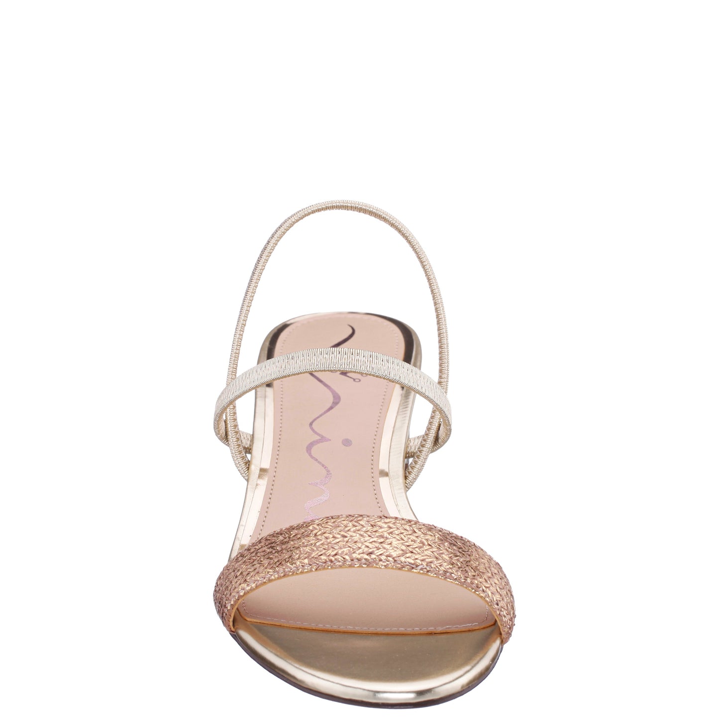 Nina Shoes Gessica Gold Metallic Straw Block Heel Sandal