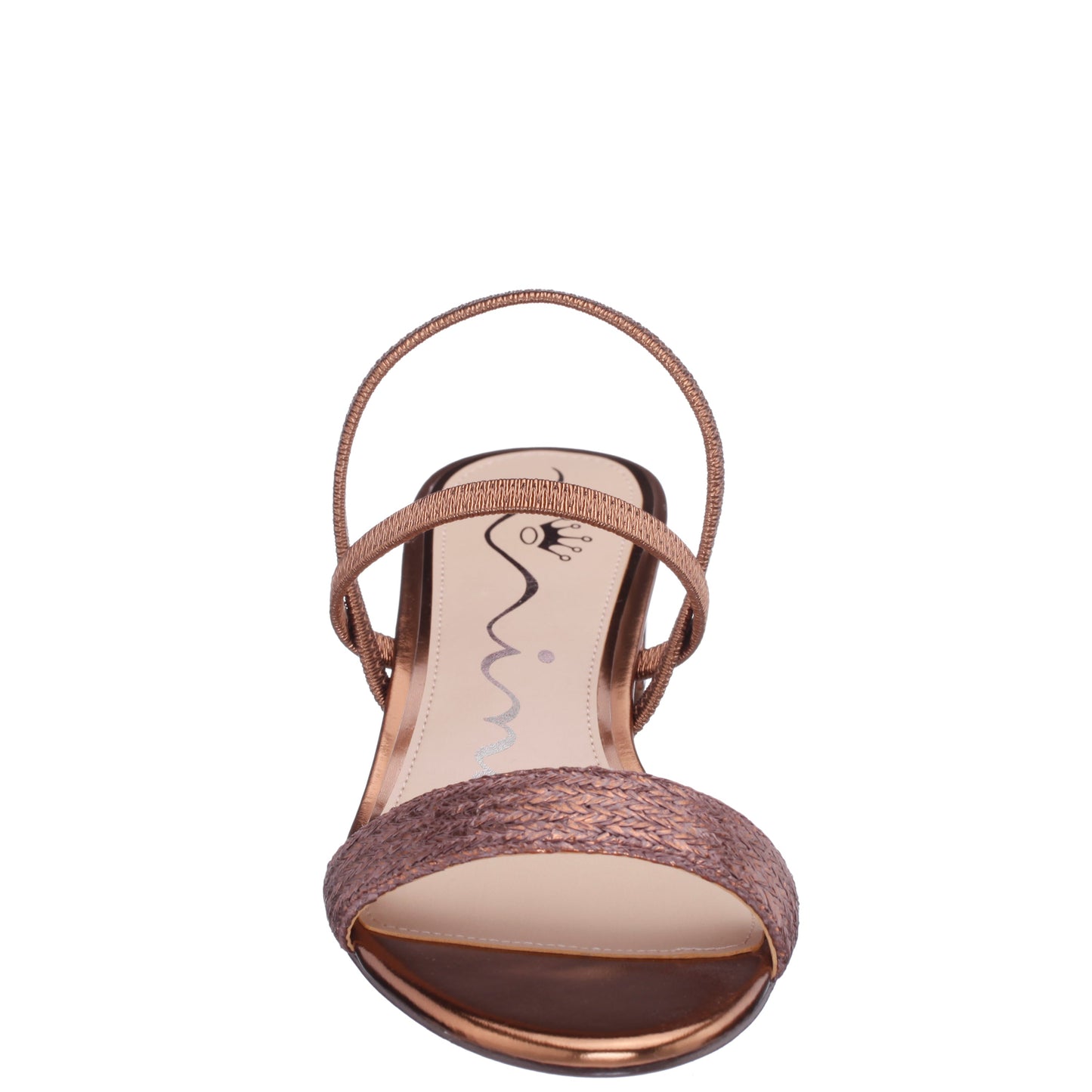 Nina Shoes Gessica Brown Metallic Straw Block Heel Sandal