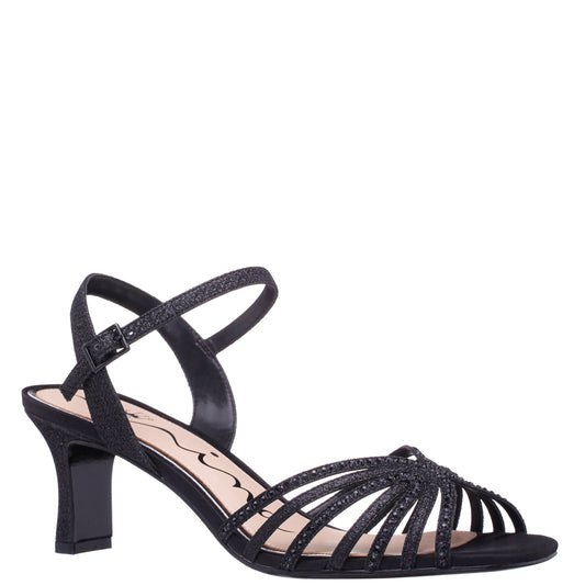 Nina Shoes Bryna Black Ankle Strap Mid-Heel Sandals