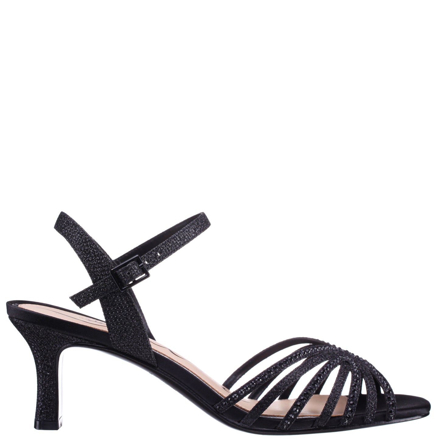 Nina Shoes Bryna Black Ankle Strap Mid-Heel Sandals