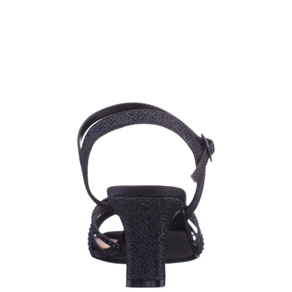 Nina Shoes Bryna Black Ankle Strap Mid-Heel Sandals