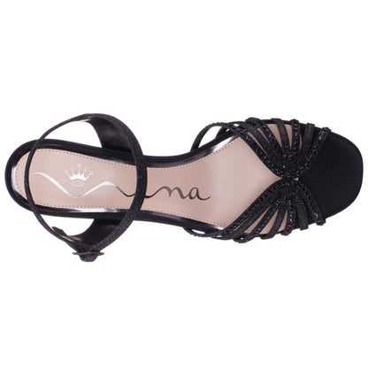 Nina Shoes Bryna Black Ankle Strap Mid-Heel Sandals