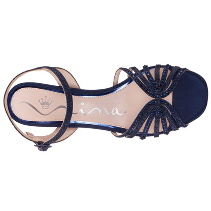 Nina Shoes Bryna Blue Ankle Strap Mid-Heel Sandals