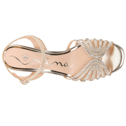 Nina Shoes Bryna Soft Platino Ankle Strap Mid-Heel Sandals