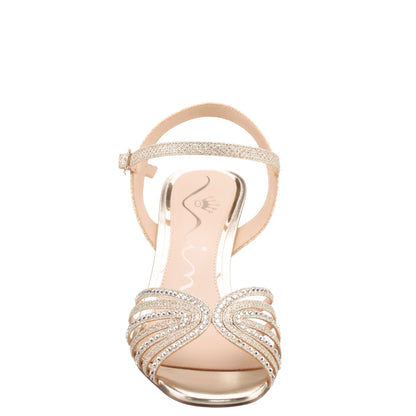 Nina Shoes Bryna Soft Platino Ankle Strap Mid-Heel Sandals