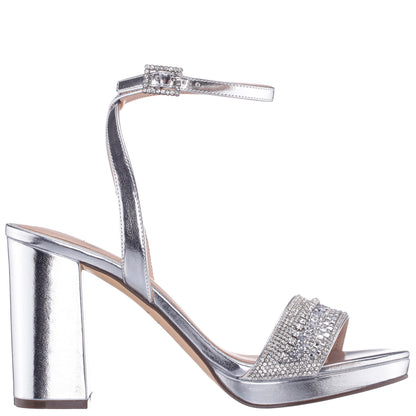 Nina Shoes Sofina Silver Block-Heel Platform Sandals