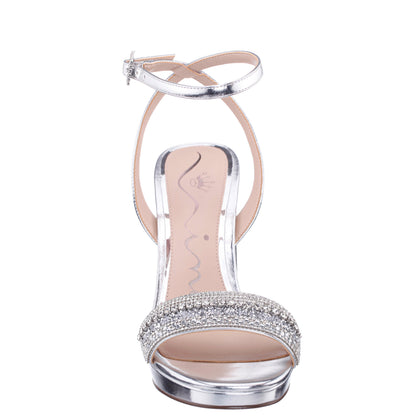 Nina Shoes Sofina Silver Block-Heel Platform Sandals