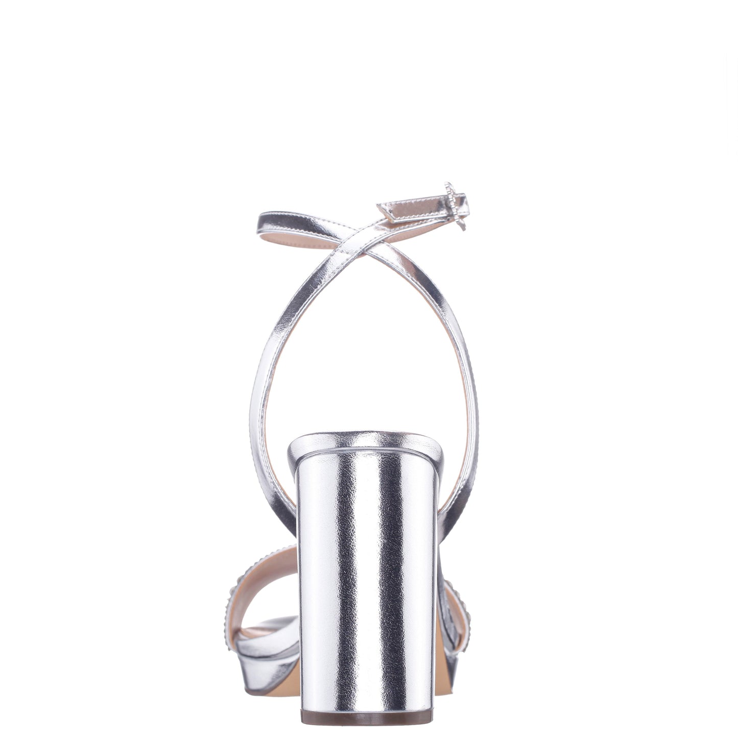 Nina Shoes Sofina Silver Block-Heel Platform Sandals