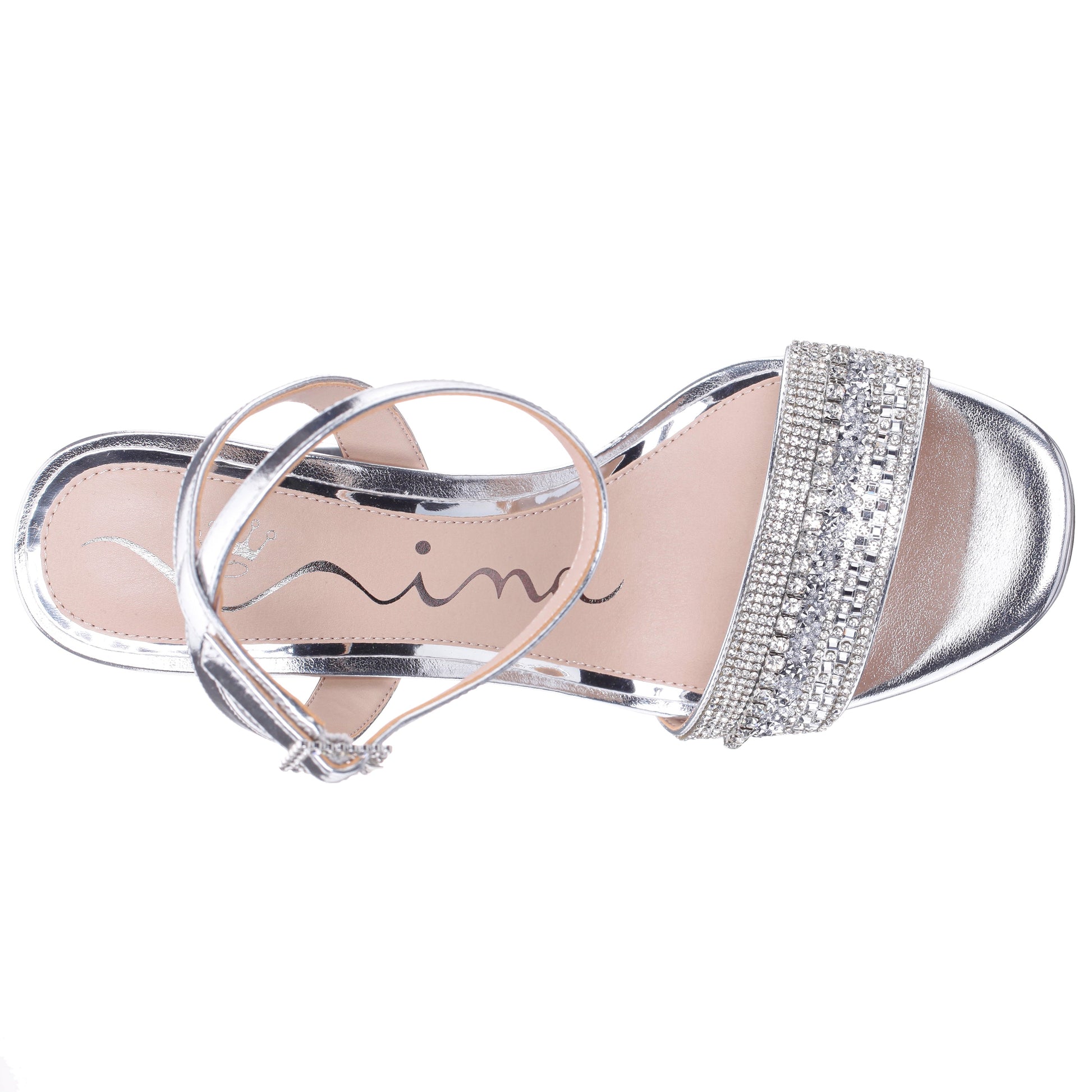 Nina Shoes Sofina Silver Block-Heel Platform Sandals