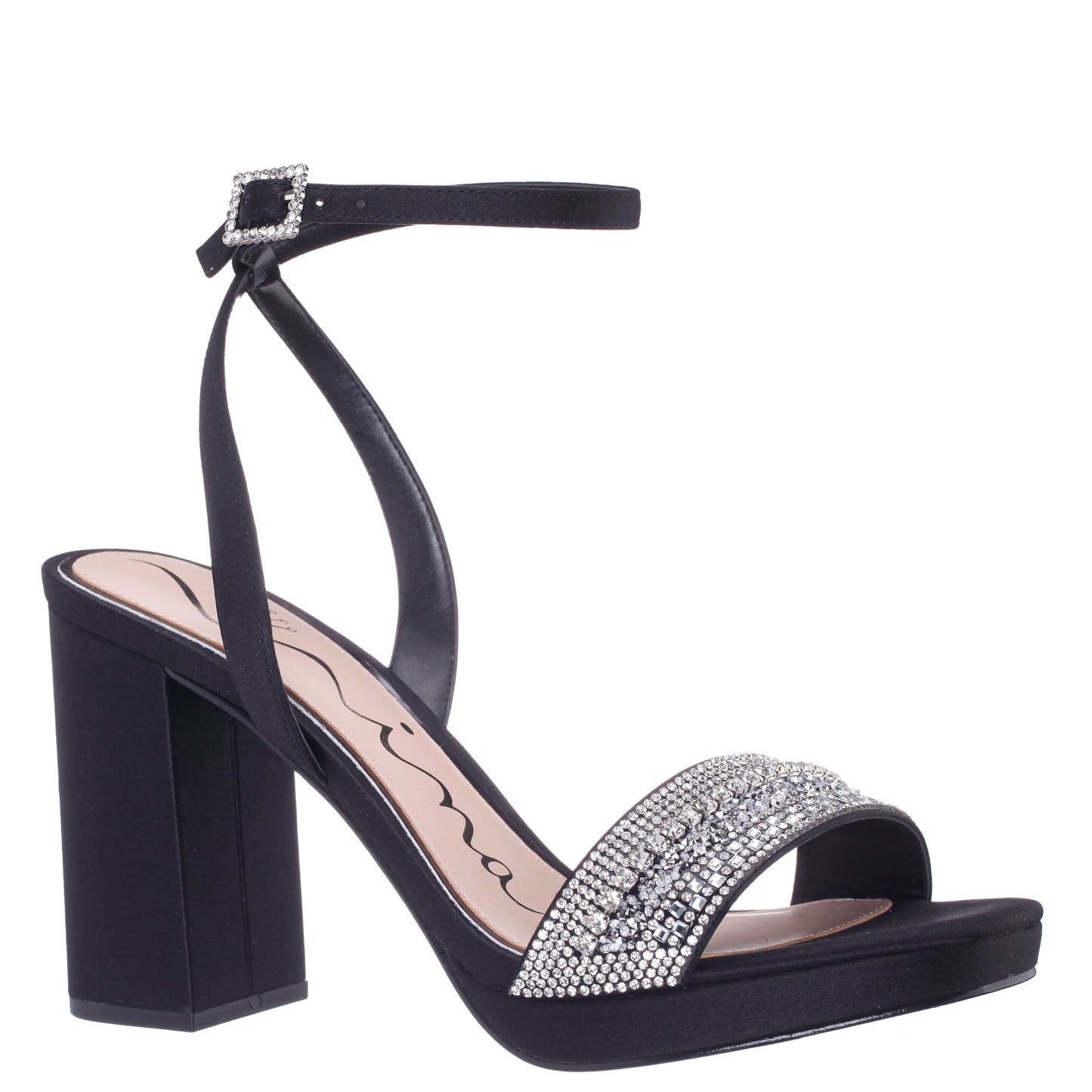 Nina Shoes Sofina Black Block-Heel Platform Sandals
