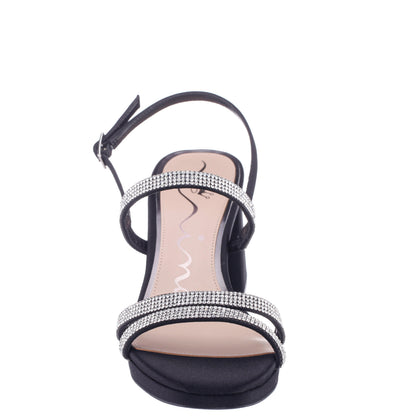 Nina Shoes Berna Black Satin Block-Heel Platform Sandals