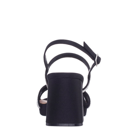 Nina Shoes Berna Black Satin Block-Heel Platform Sandals