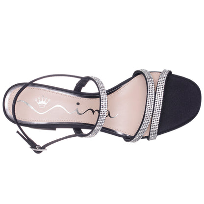 Nina Shoes Berna Black Satin Block-Heel Platform Sandals