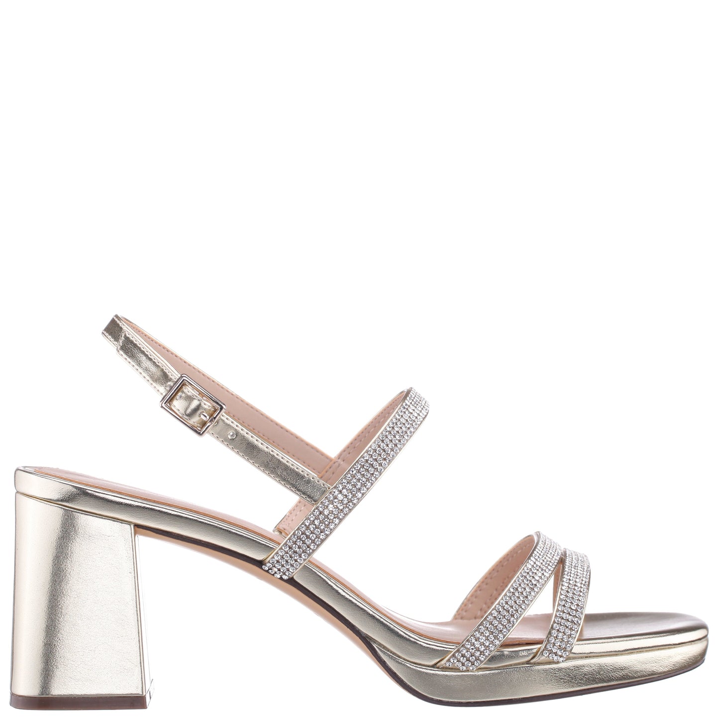Nina Shoes Berna Platino Metallic Block-Heel Platform Sandals