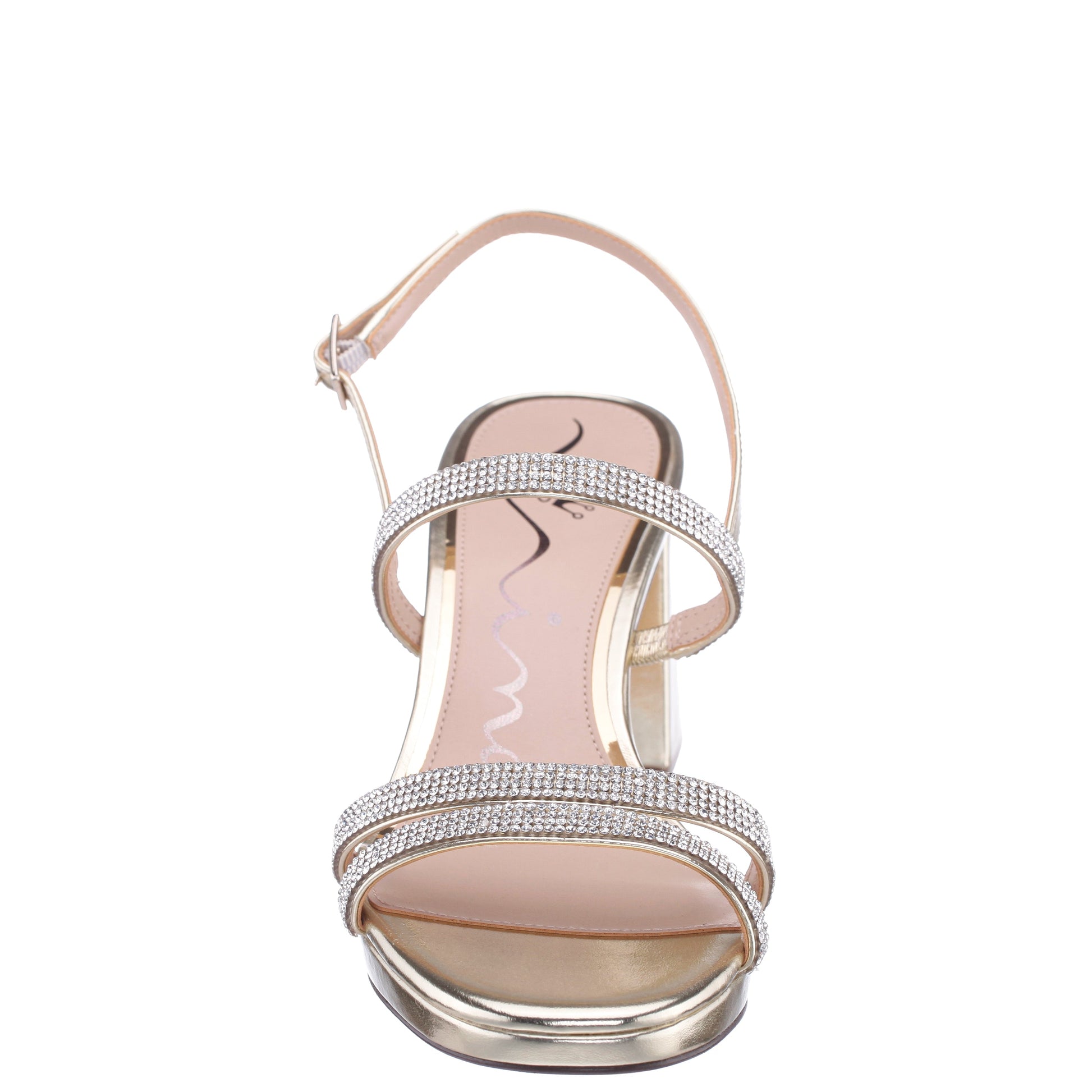 Nina Shoes Berna Platino Metallic Block-Heel Platform Sandals