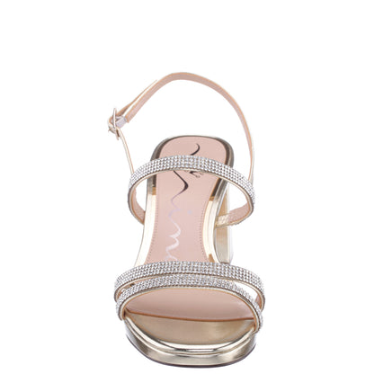 Nina Shoes Berna Platino Metallic Block-Heel Platform Sandals