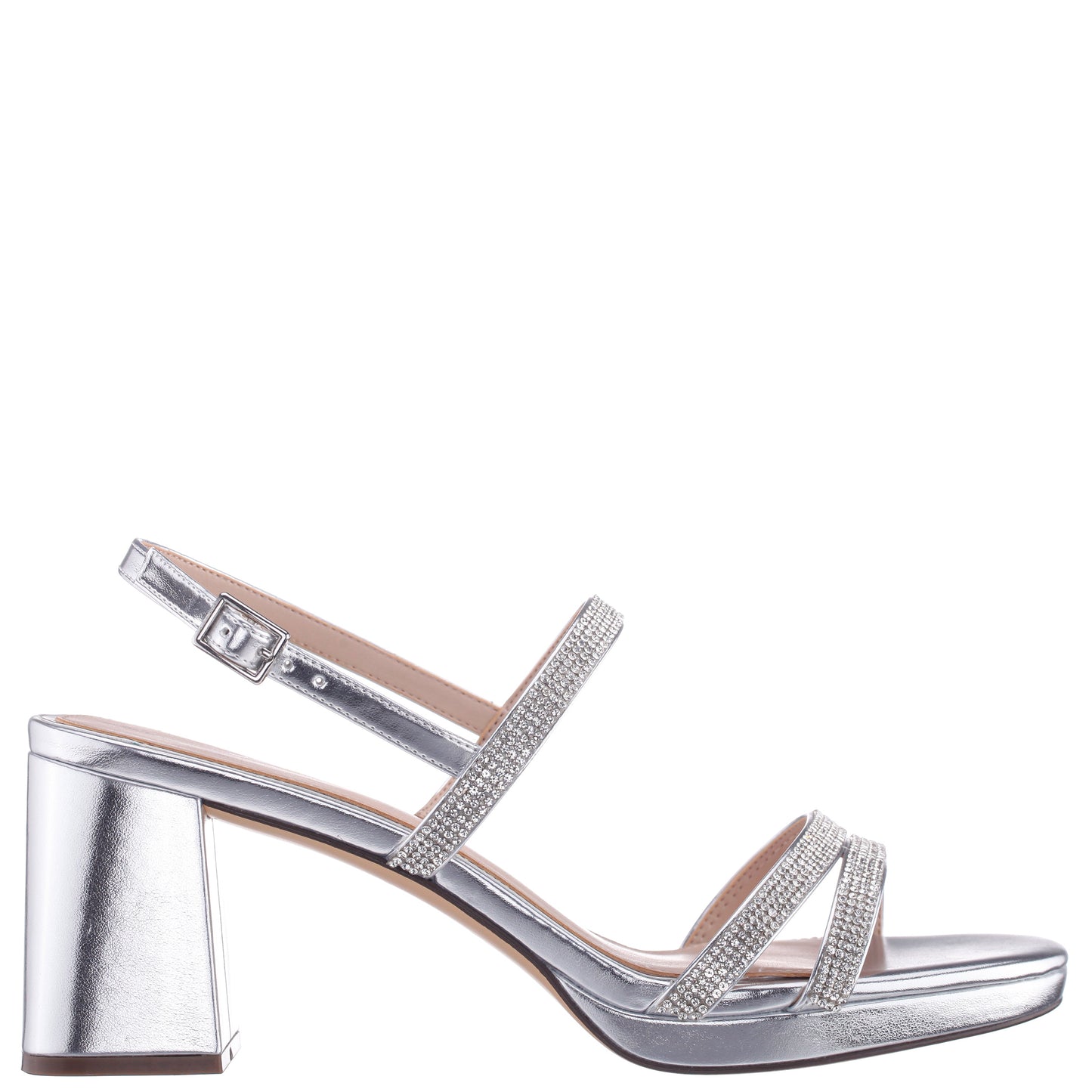 Nina Shoes Berna Silver Metallic Block-Heel Platform Sandals