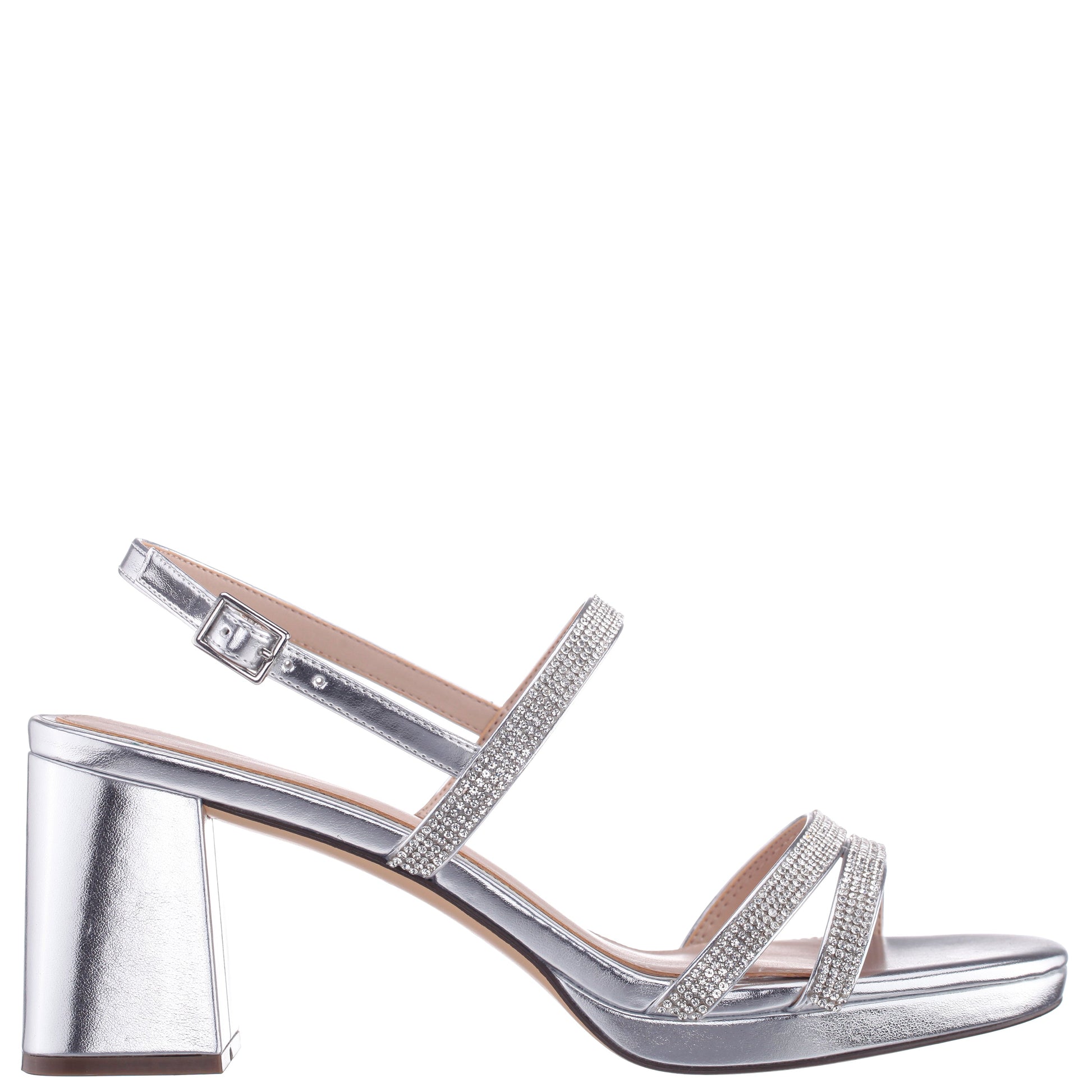 Nina Shoes Berna Silver Metallic Block-Heel Platform Sandals