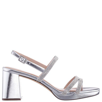 Nina Shoes Berna Silver Metallic Block-Heel Platform Sandals