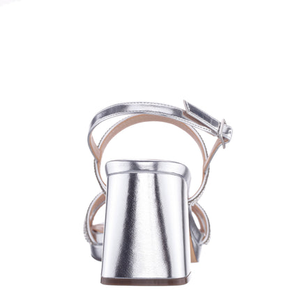 Nina Shoes Berna Silver Metallic Block-Heel Platform Sandals
