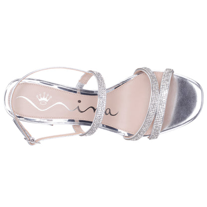 Nina Shoes Berna Silver Metallic Block-Heel Platform Sandals