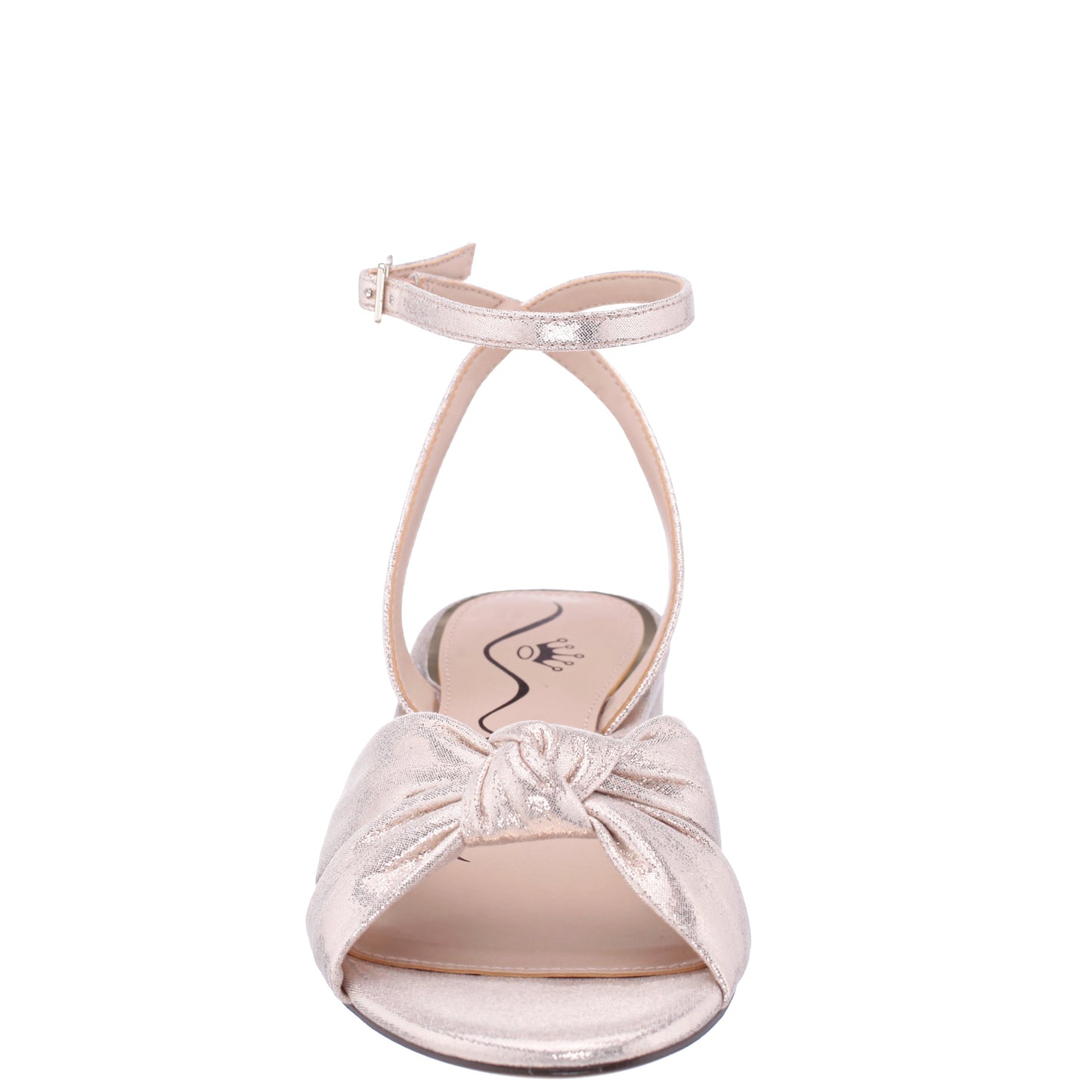 Nina Shoes Sulma Platino Metallic Suedette Block-Heel Flat Sandals with Ankle-Strap