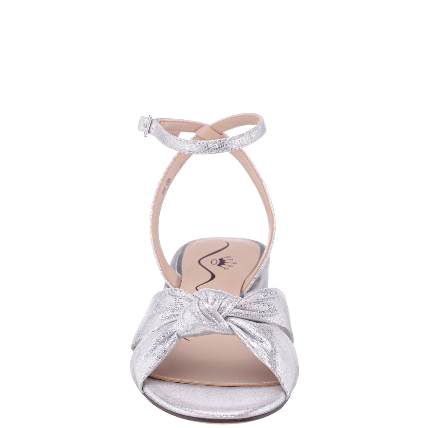 Nina Shoes Sulma Silver Metallic Suedette Block-Heel Flat Sandals with Ankle-Strap
