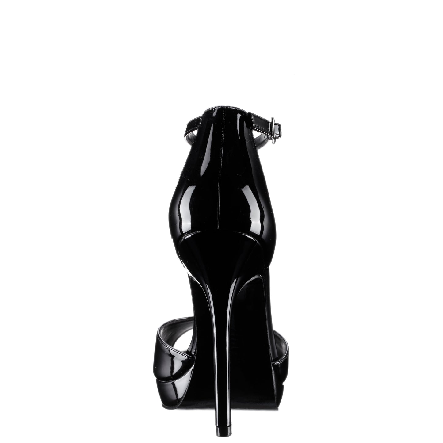 Nina Shoes Famia Black Patent Leatherette Stiletto Platform Sandals with Ankle-Strap