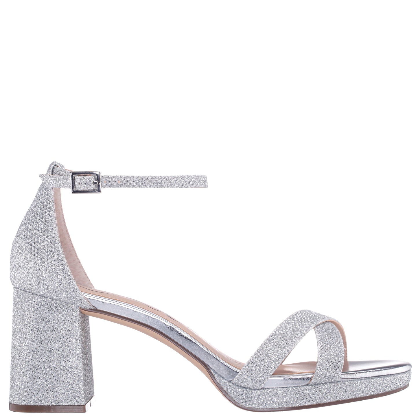 Nina Shoes Berneta Silver Block-Heel Platform Sandals