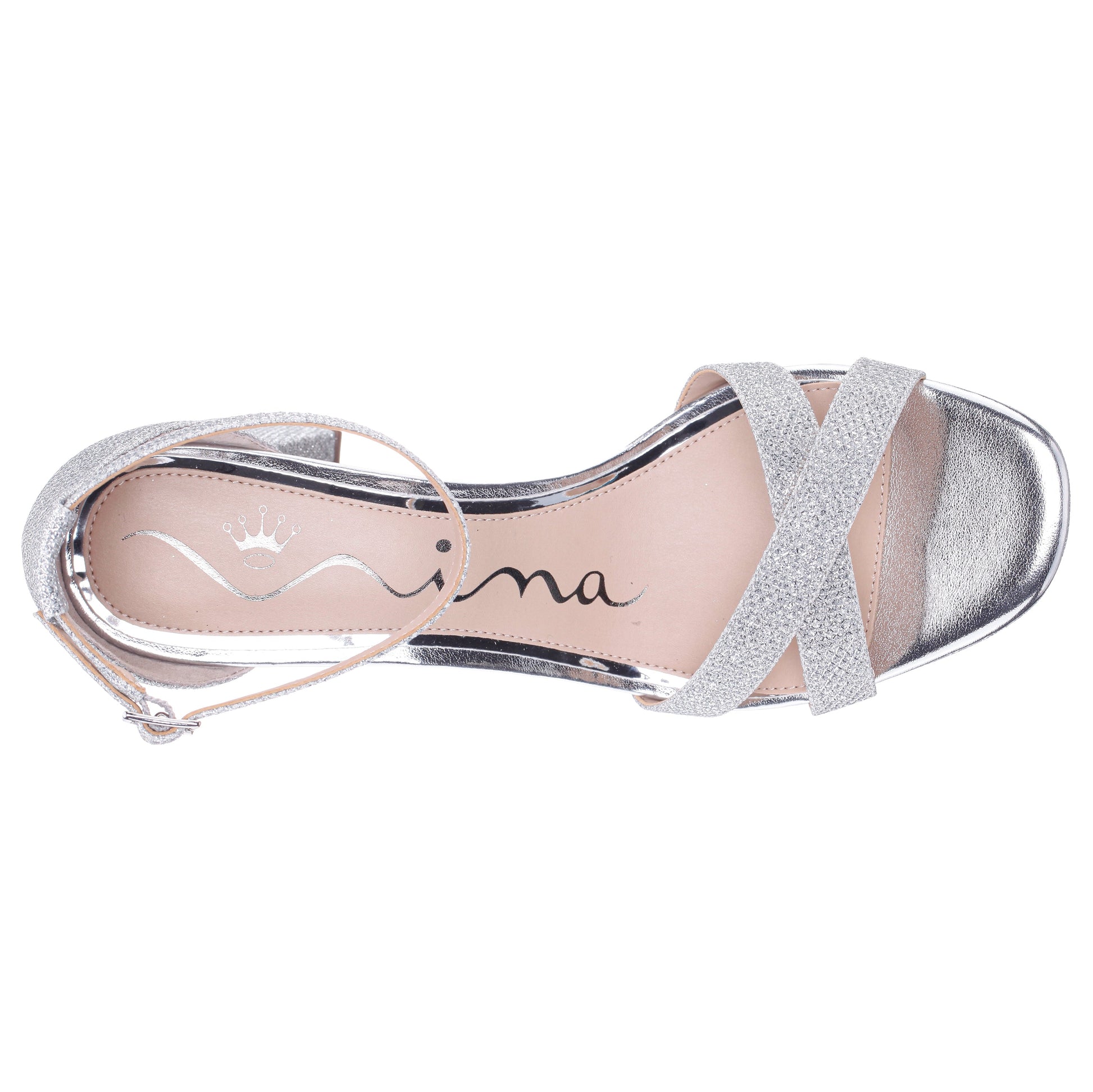 Nina Shoes Berneta Silver Block-Heel Platform Sandals
