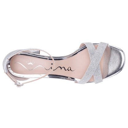 Nina Shoes Berneta Silver Block-Heel Platform Sandals