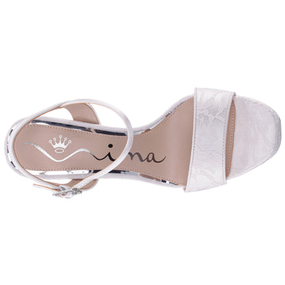 Nina Shoes Alma White Lace Ultra-High Platform Sandals
