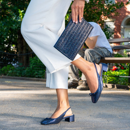 Nina Shoes Kourtny Blue Block-Heel Pumps