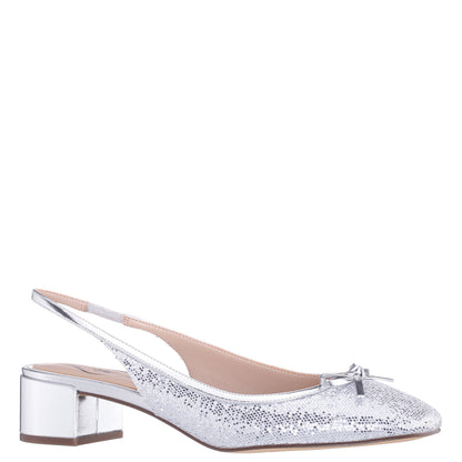 Nina Shoes Kourtny Silver Block-Heel Pumps