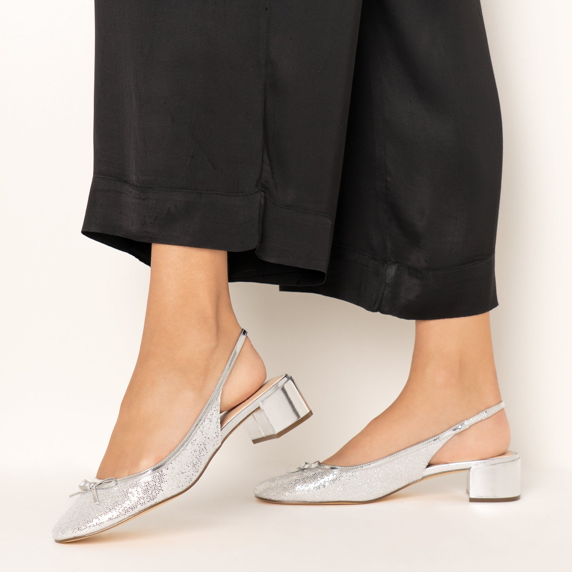 Nina Shoes Kourtny Silver Block-Heel Pumps