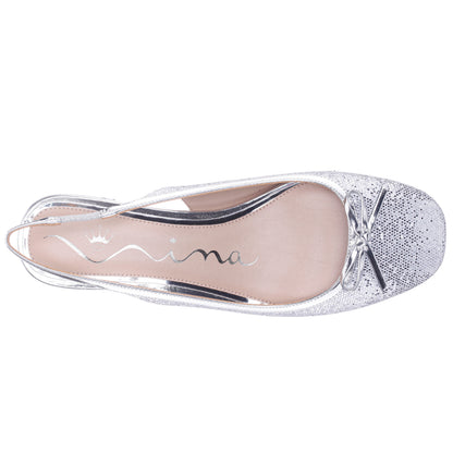 Nina Shoes Kourtny Silver Block-Heel Pumps