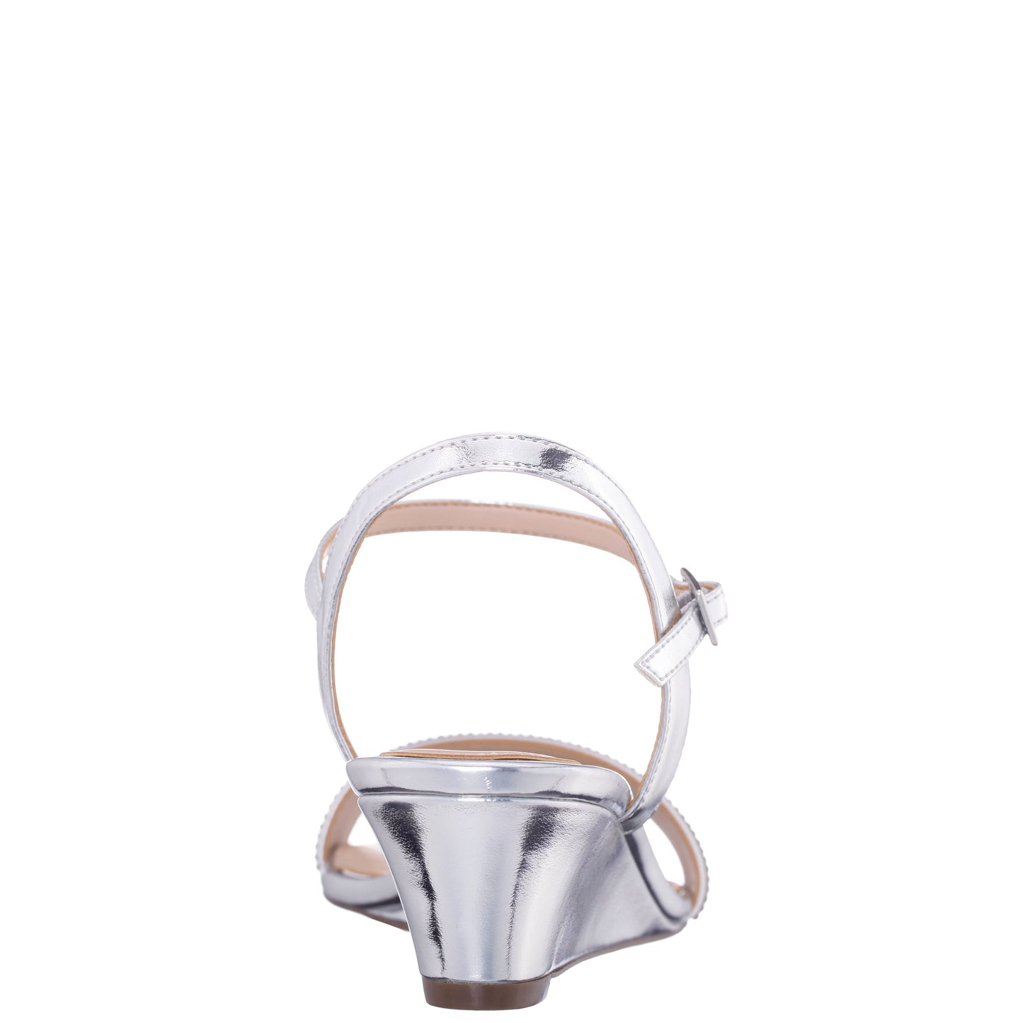 Nina Shoes Vonda Silver Metallic Foil Low-Heel Wedge Sandal