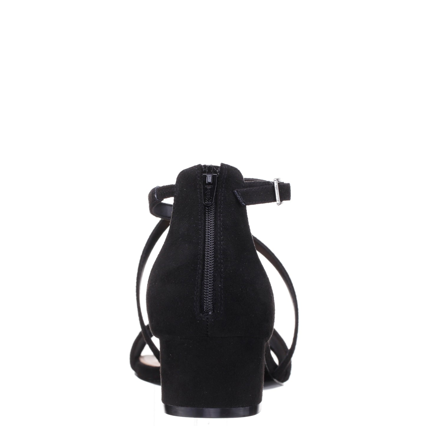 Nina Shoes Ginette Black Satin With Mesh Block-Heel Sandals with Ankle-Strap