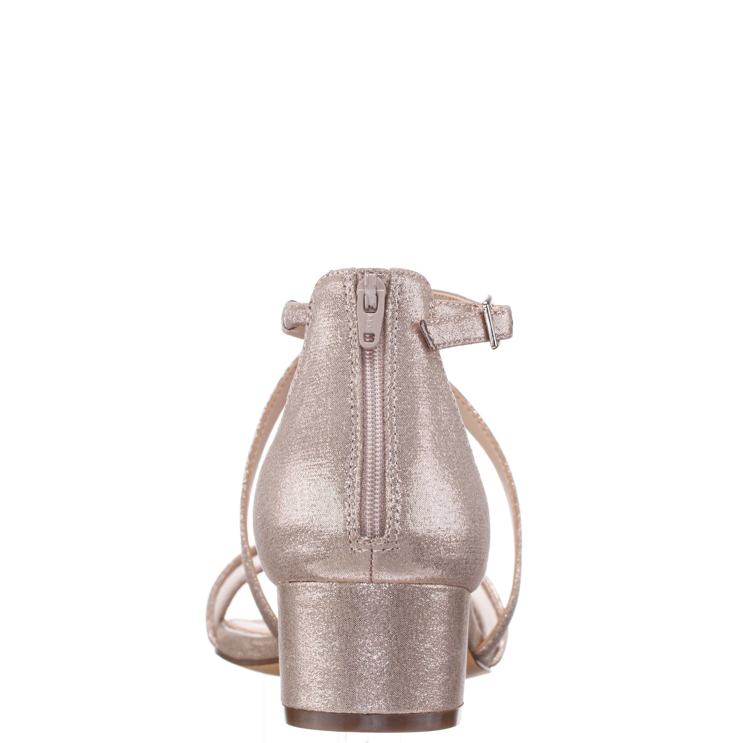 Nina Shoes Ginette Yellow Metallic Shimmer Foil With Mesh Block-Heel Sandals with Ankle-Strap