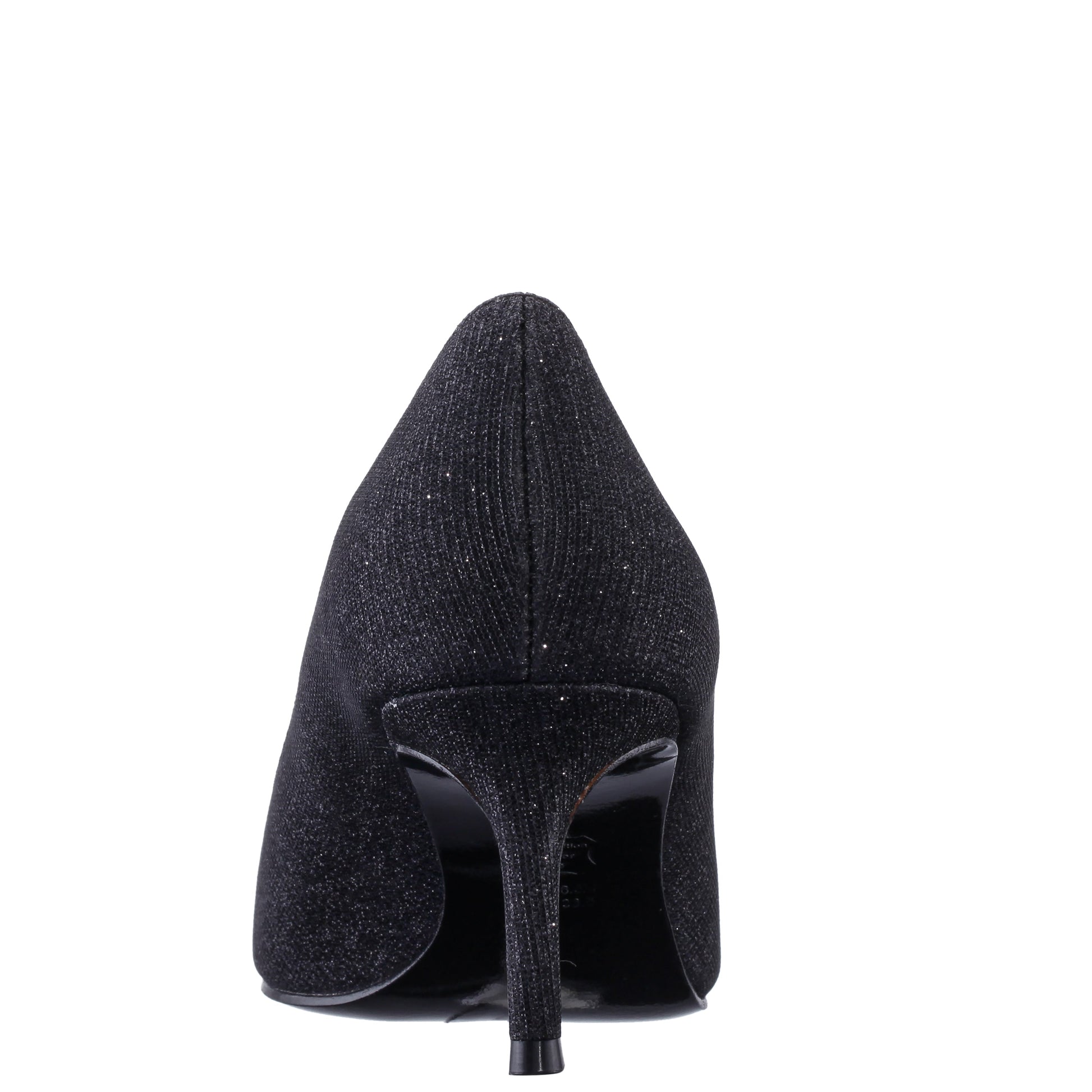 Nina Shoes Neya Black Textured Metallic Mid-Heel Pumps with Jeweled Buckle